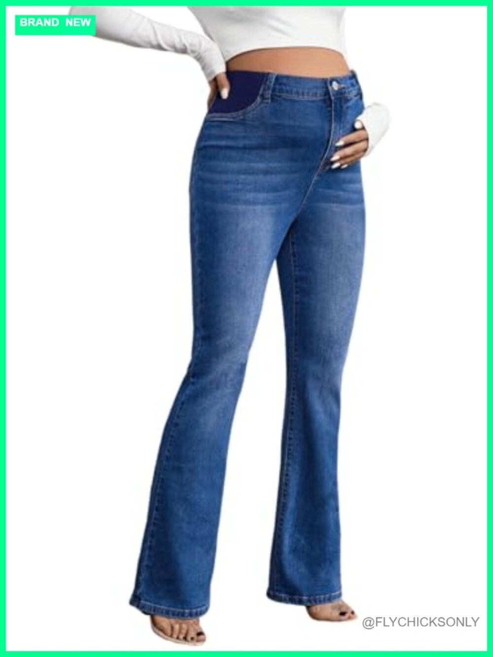 Maternity Bootcut High Rise Stretch Denim Pregnancy Jeans Work Pants